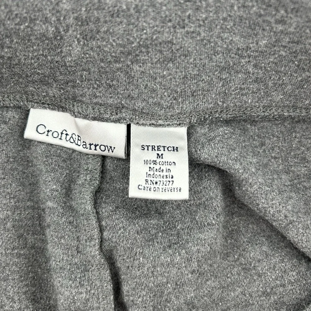 Croft & Barrow Womens M Capri‎ Sweatpants Gray Drawstring Stretch Pockets Travel
